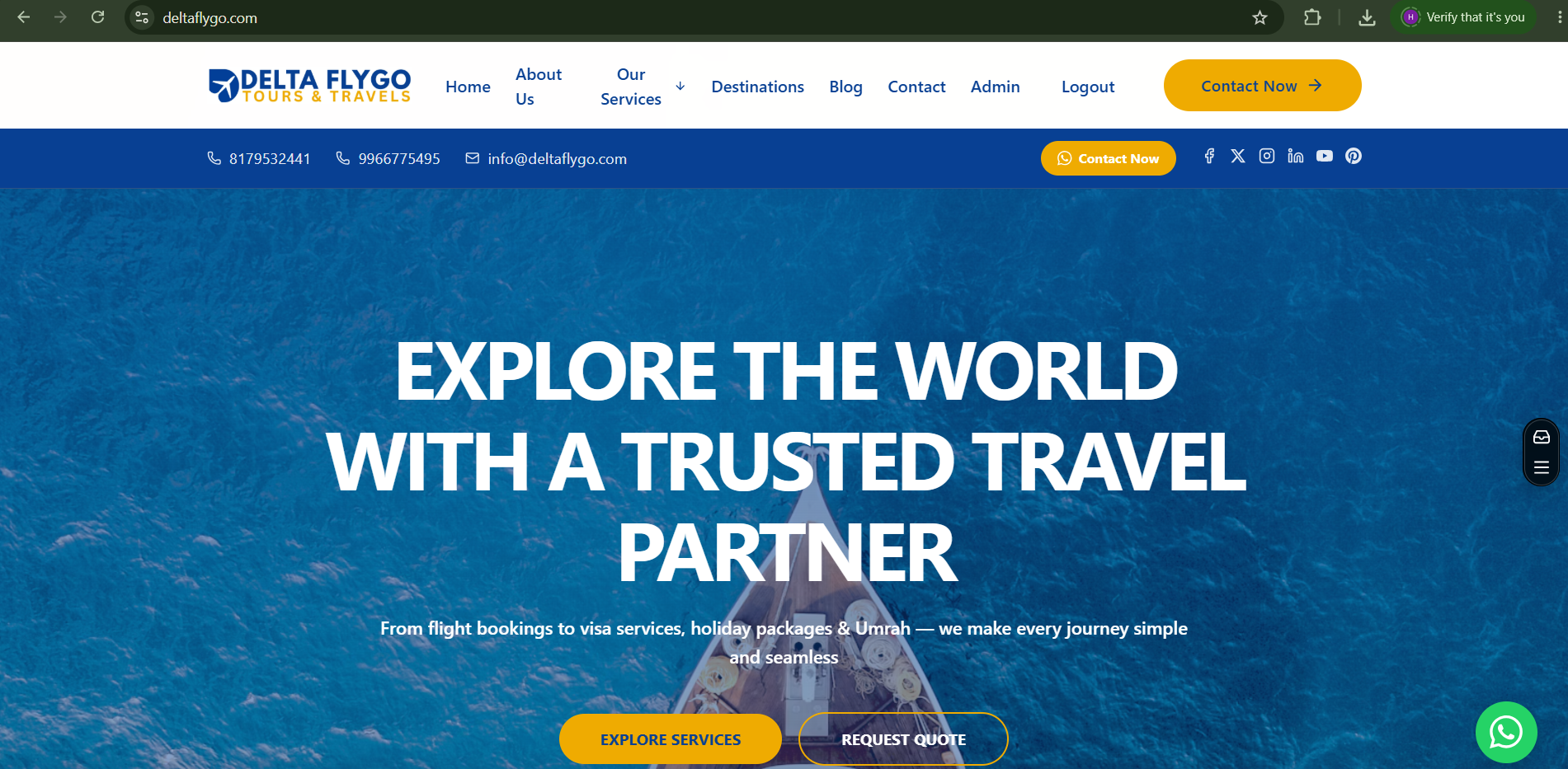 Delta Fly Go Travel Booking Web Platform Screenshot